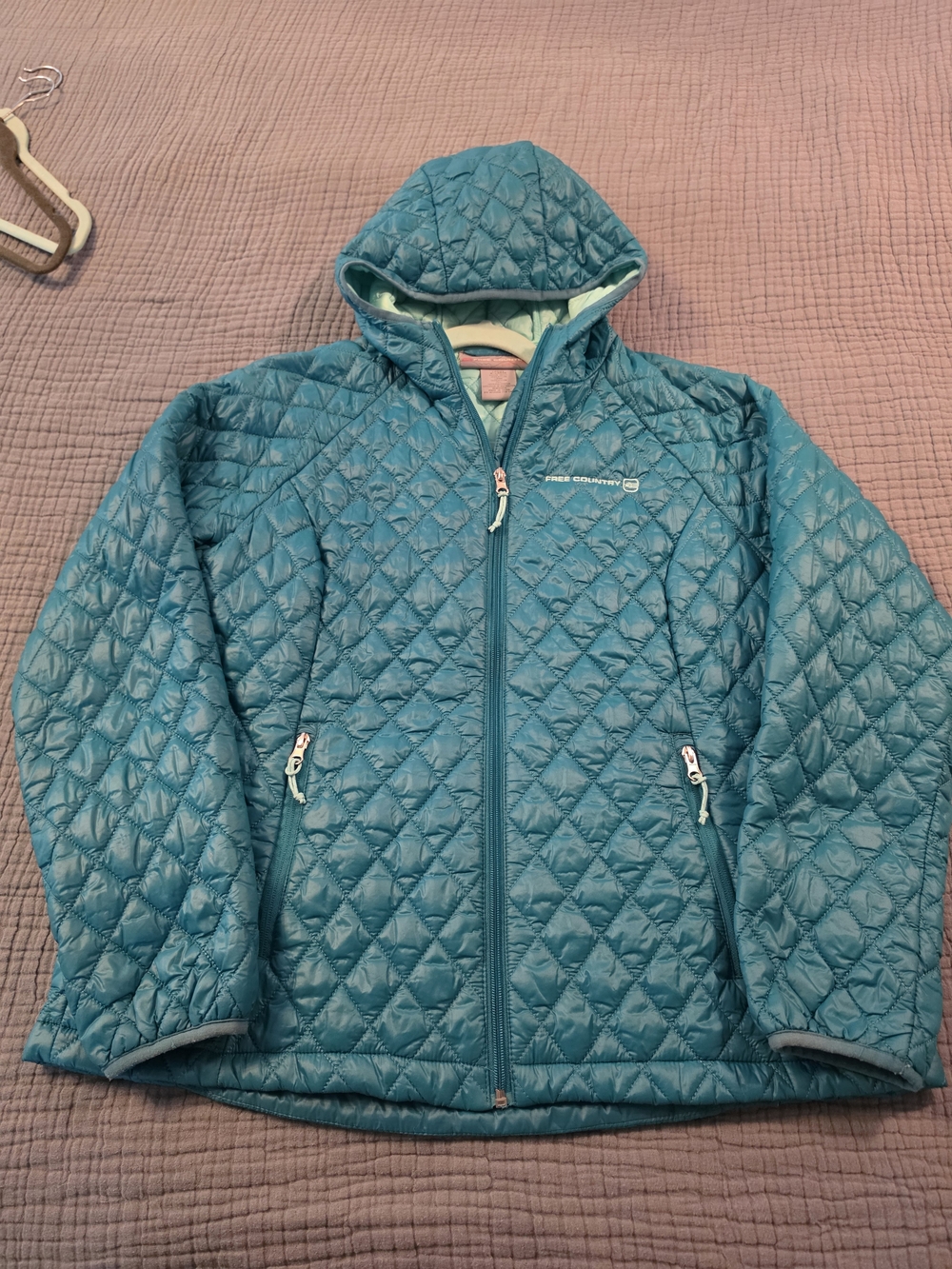 Free Country Teal Quilted Hooded Jacket